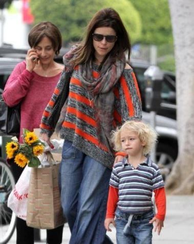 Caspian Feild with his mother, Neve Campbell.